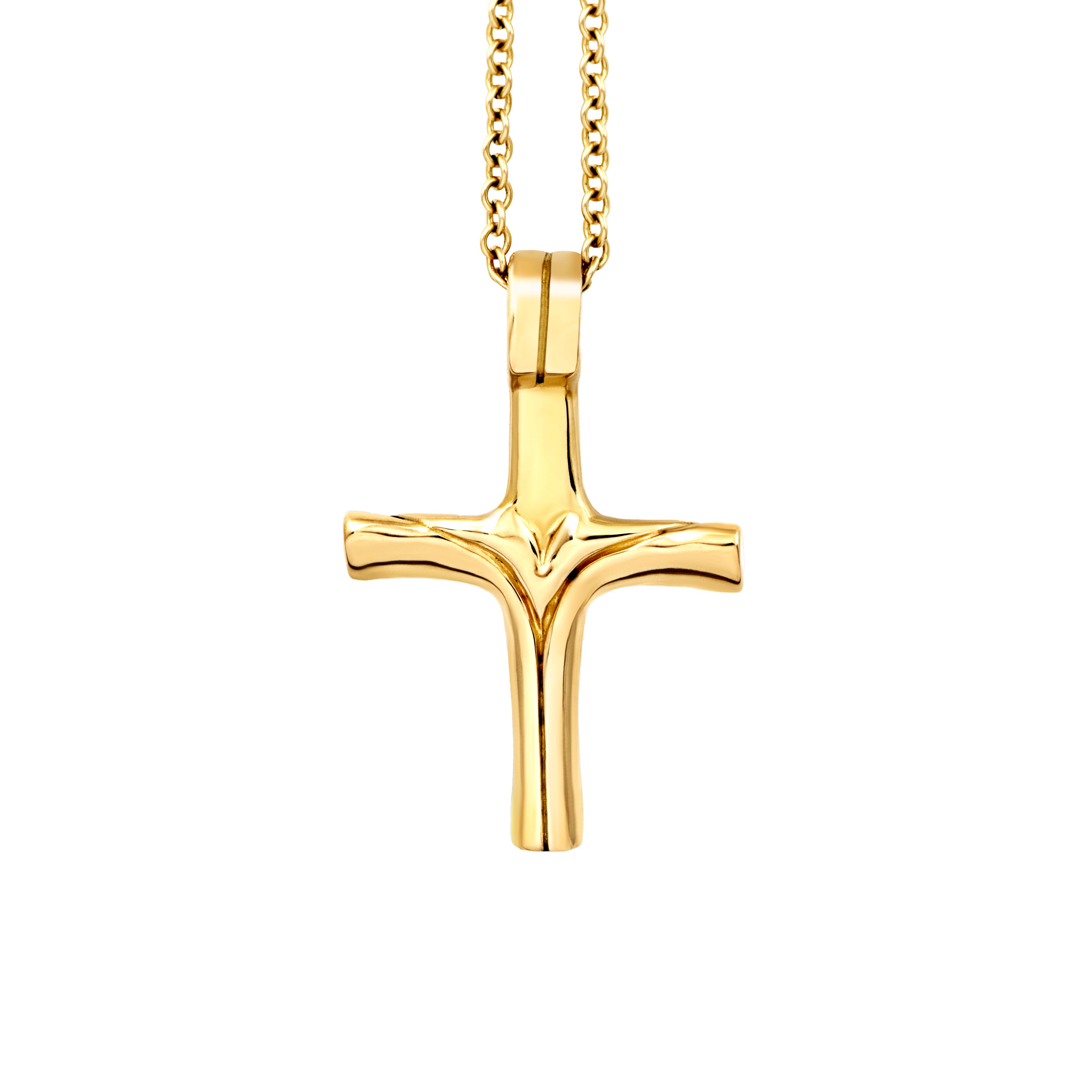 18Kt yellow gold designers cross. Cristina Tamames Jewelry Designer.