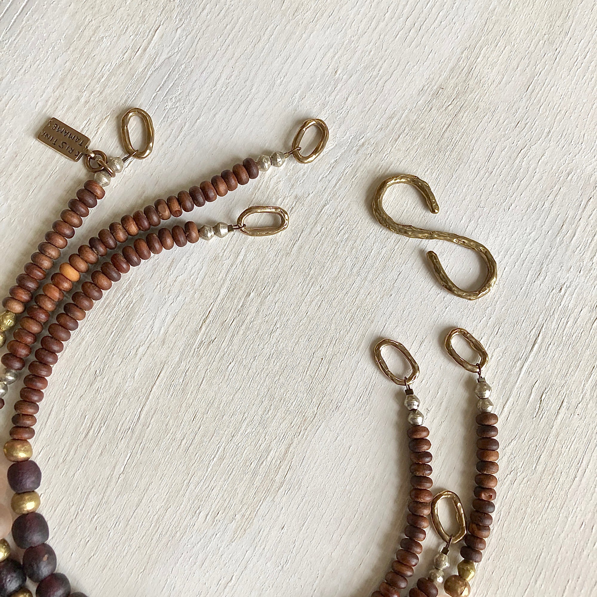 African recycled bottle beads peace necklace. Cristina Tamames Jewelry Designer