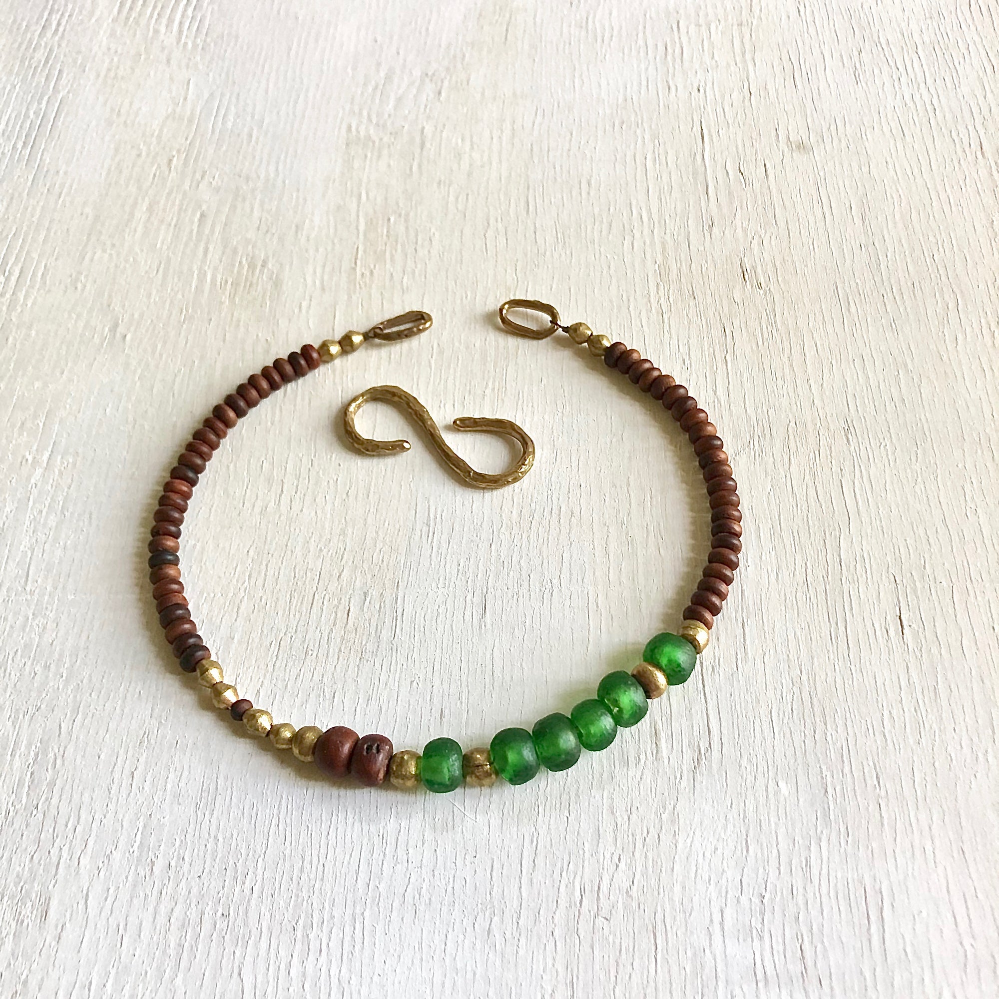 African recycled bottle beads peace necklace. Cristina Tamames Jewelry Designer