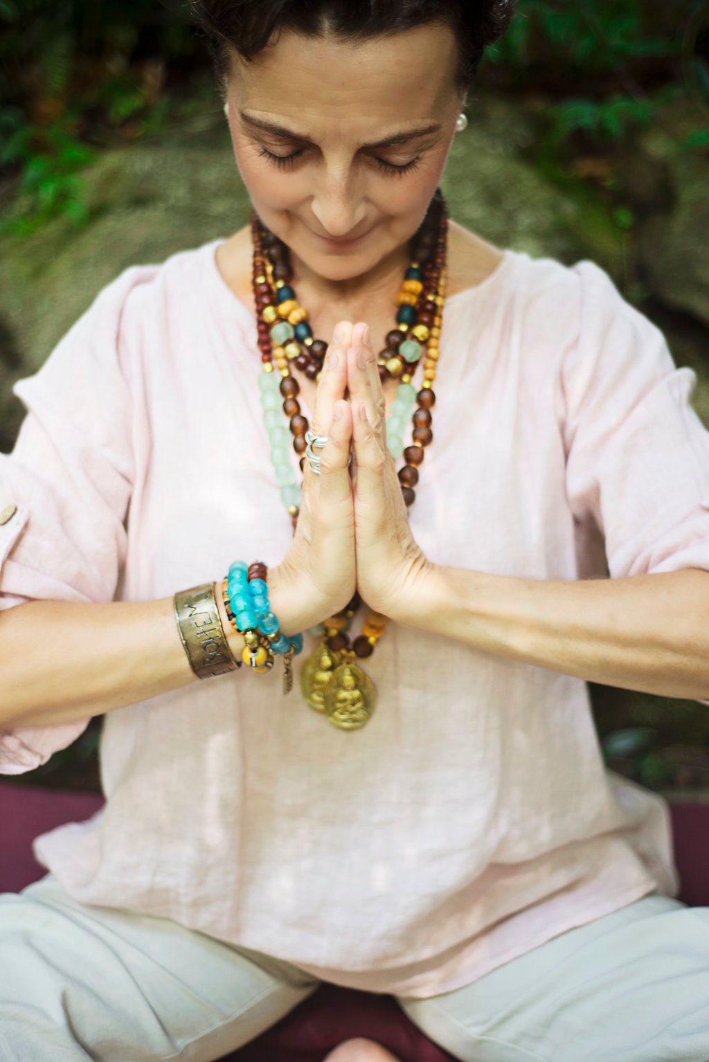 African recycled bottle beads peace necklace. Cristina Tamames Jewelry Designer