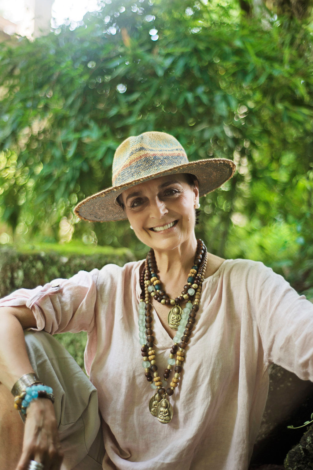African recycled bottle beads peace necklace. Cristina Tamames Jewelry designer