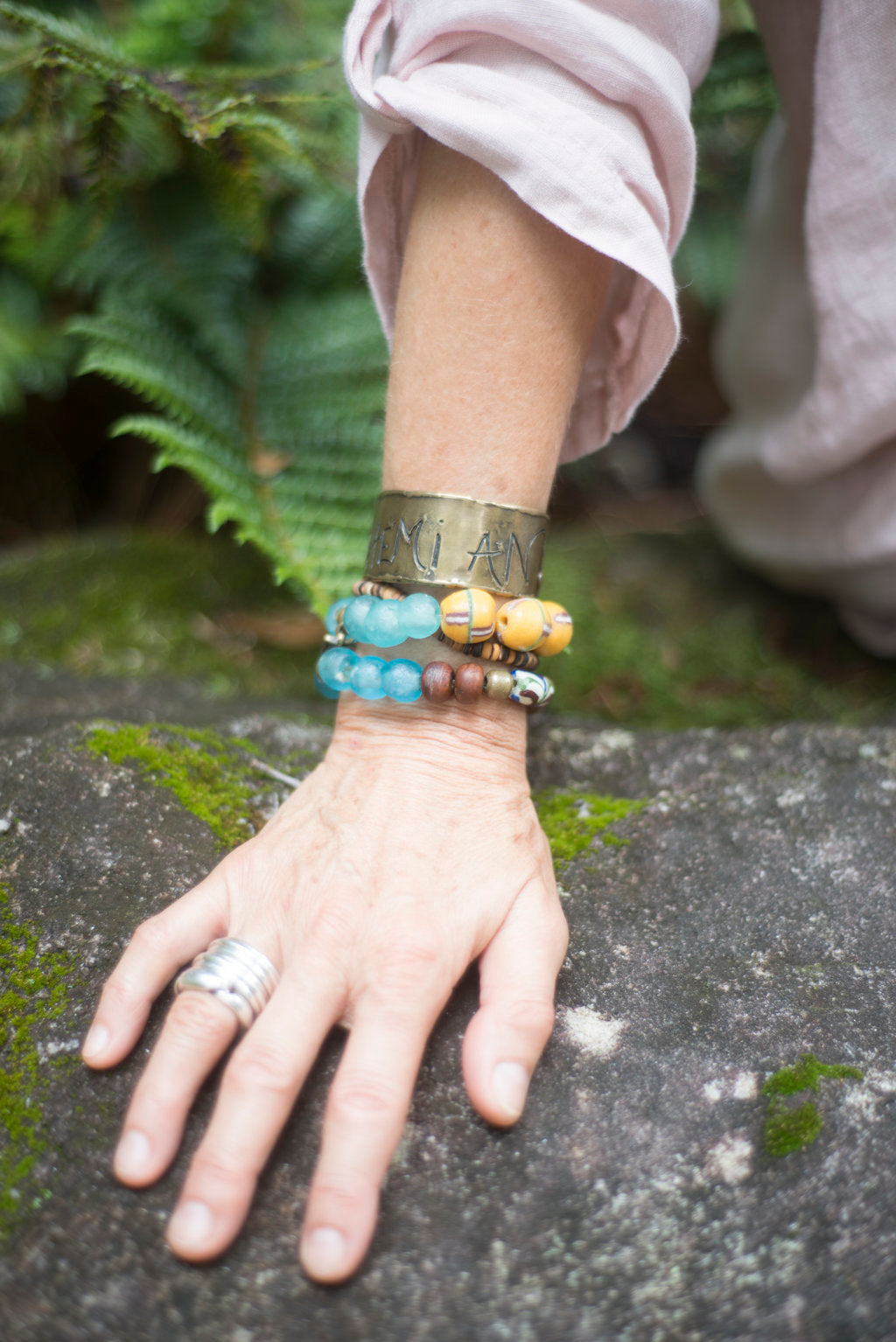 African recycled bottle beads peace necklace