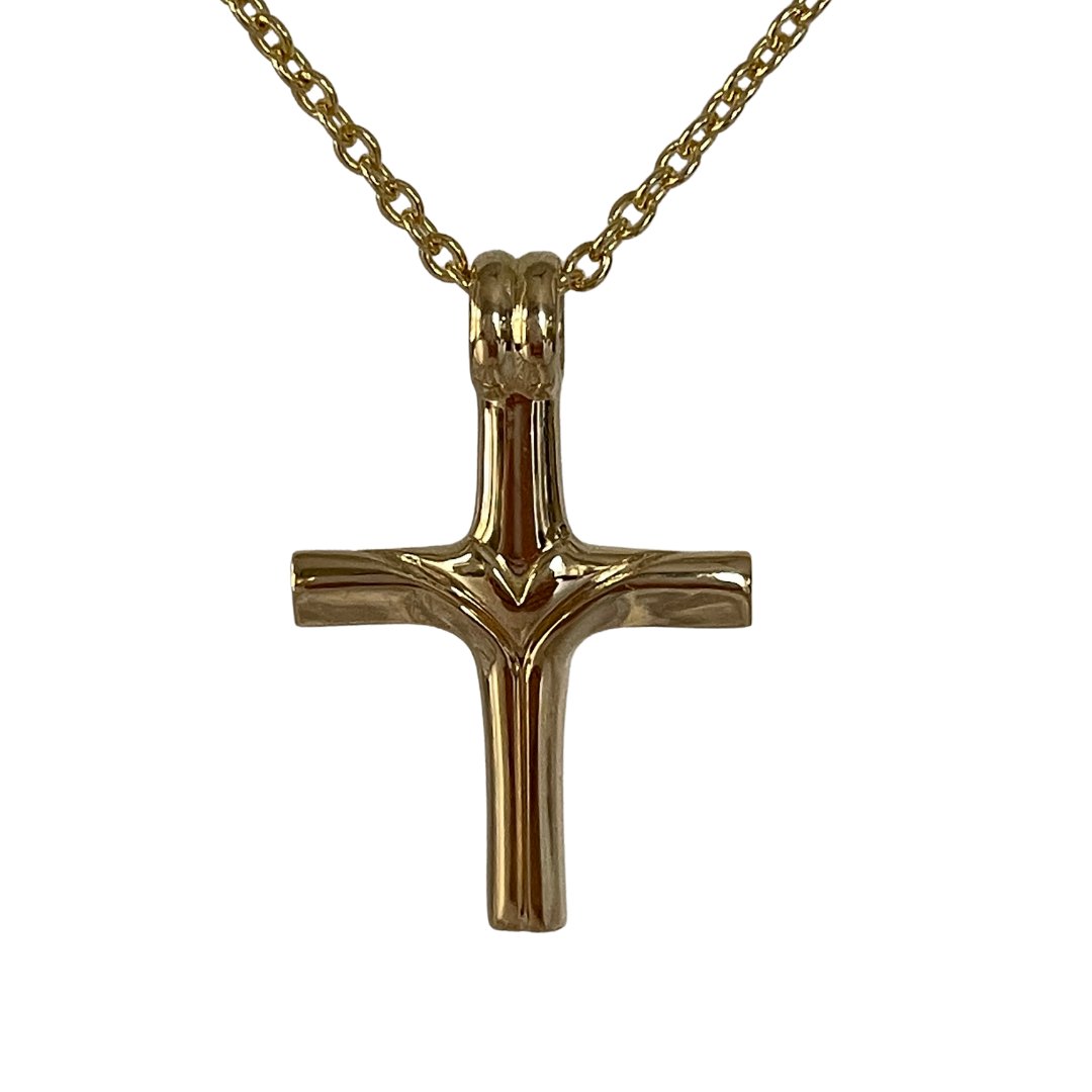 18Kt yellow gold designers cross. Cristina Tamames Jewelry Designer.