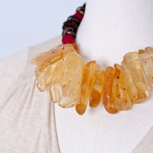 Amber jade African trade beads necklace. Cristina Tamames Jewelry Designer