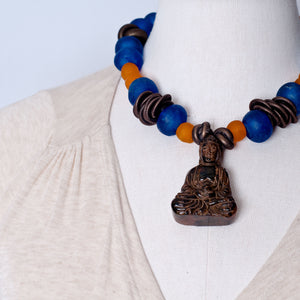 Jade Buddha trade beads necklace. Cristina Tamames Jewelry Designer