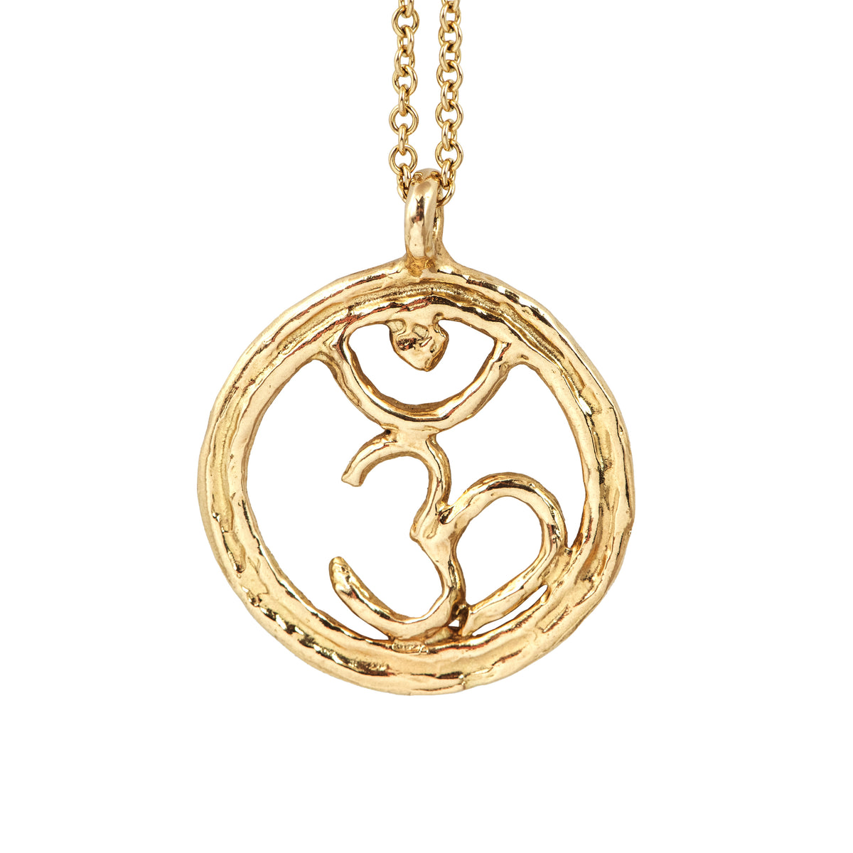 Centering Om 18kt gold  designer pendant. Cristina Tamames Jewelry Designer