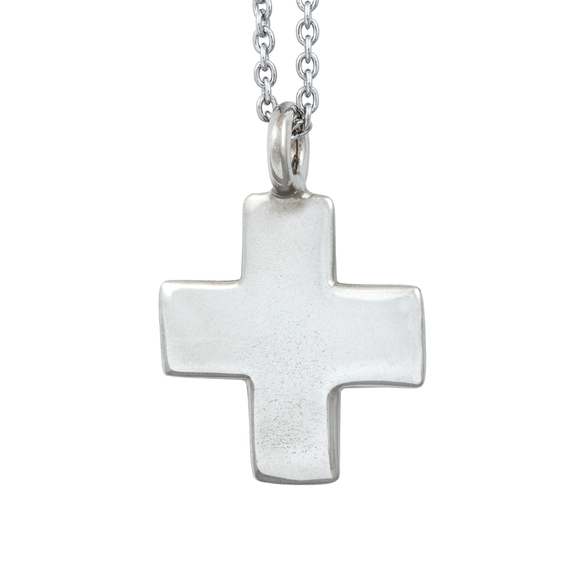 Silver cross pendant with silver cable chain. Cristina Tamames Jewelry Designer