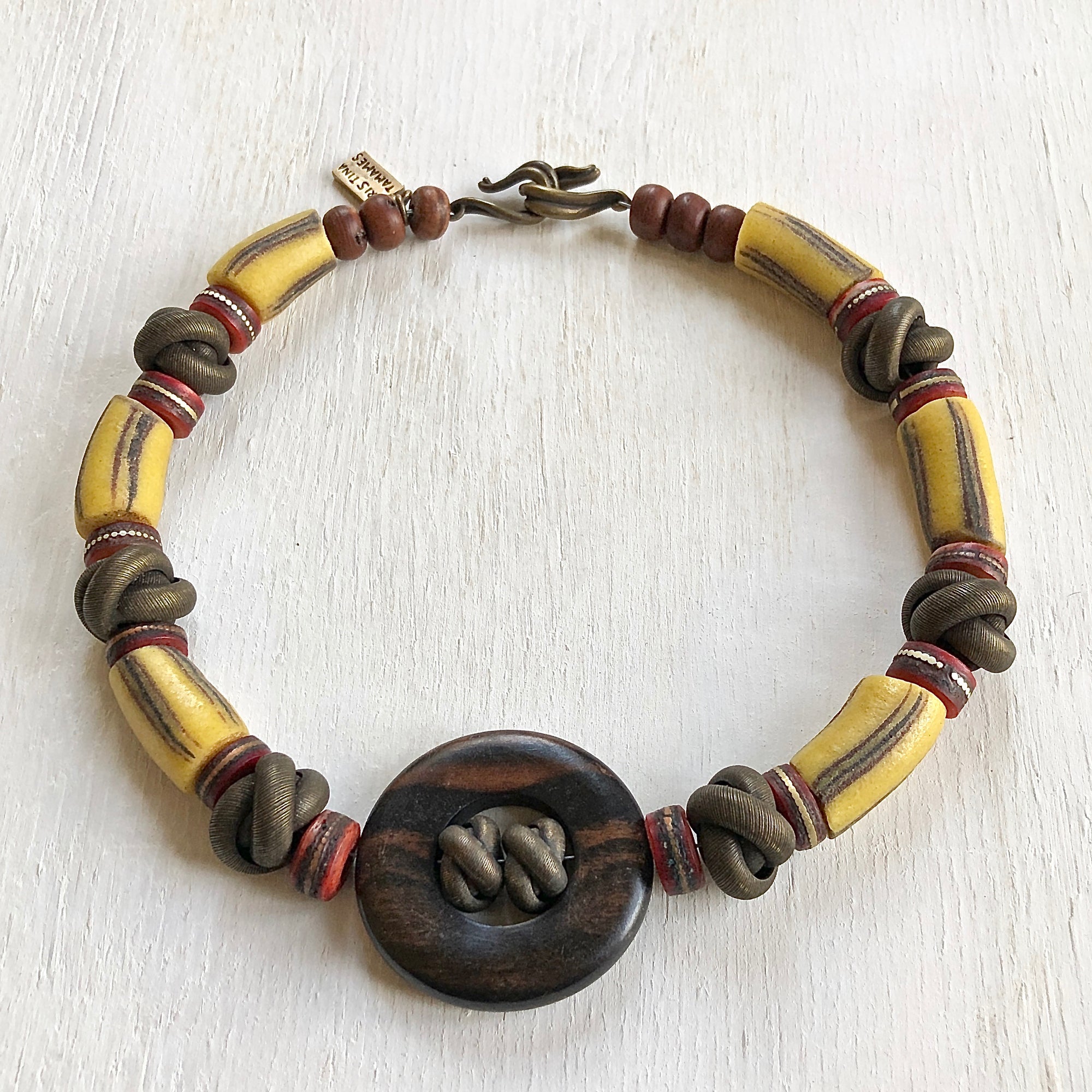 Ebony Nepalese mala beads African trade beads necklace. Cristina Tamames Jewelry Designer